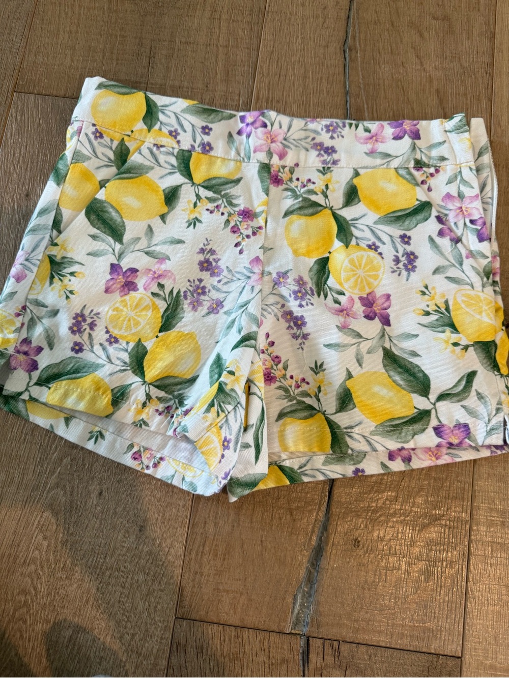 Janie and Jack girls size 7 Lemon Print Casual Shorts - White/Yellow NWT